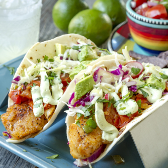 Mexican Fish Tacos with a Creamy Slaw